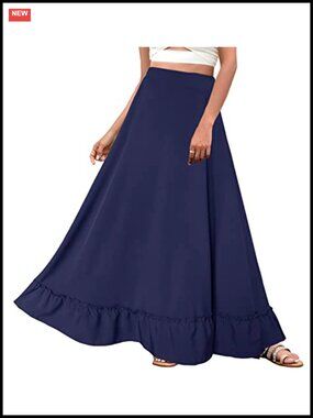Plus Size Maxi Skirt High Waist Long Skirt with Pockets Pleated A-Line